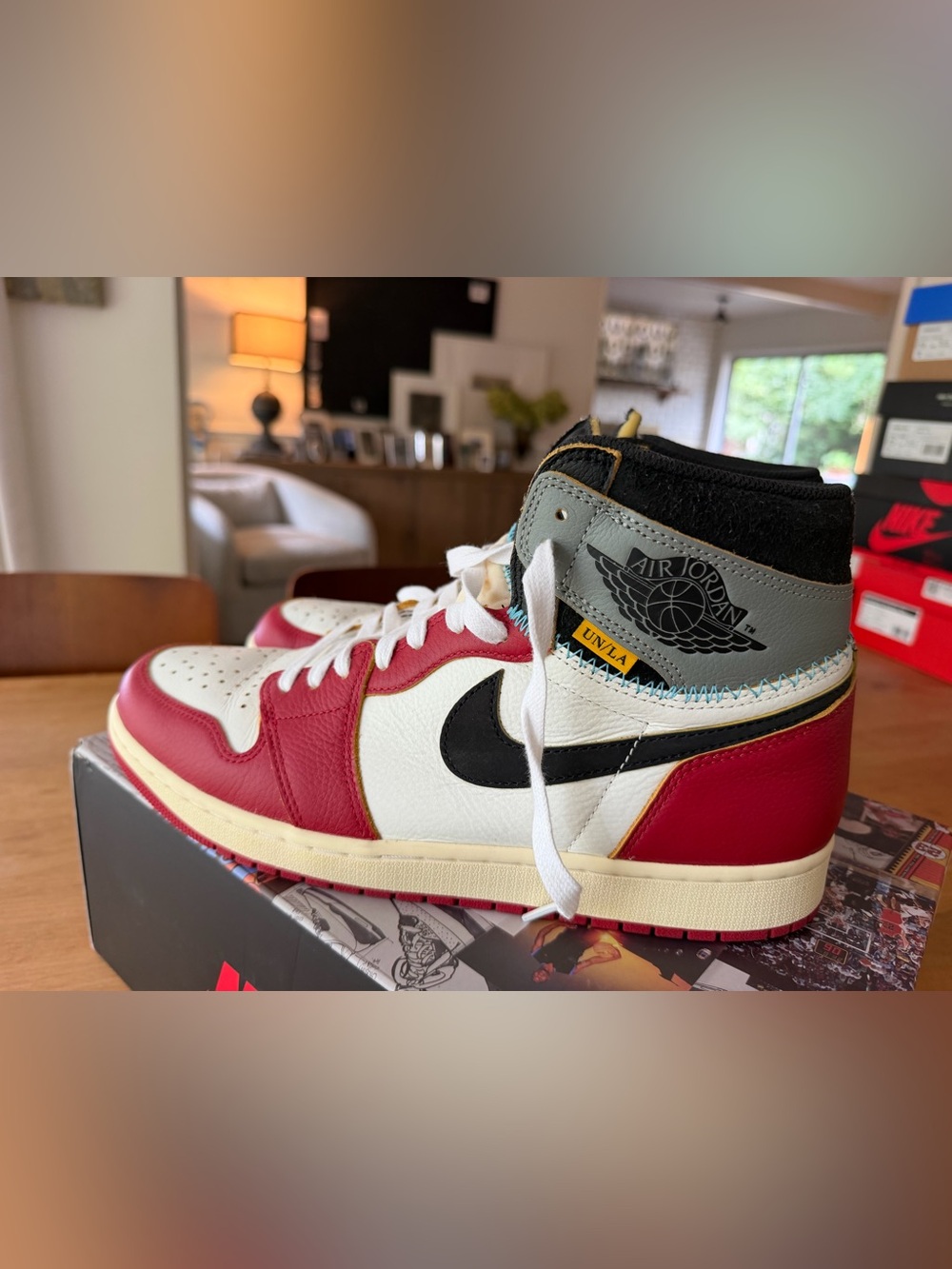 Air Jordan 1 High Union LA Men’s Sneakers — White, Red, Black